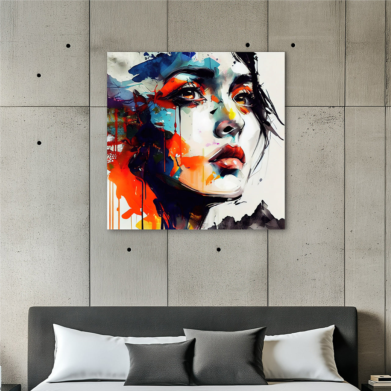 Acrylic glass picture Graffiti Beauty in Orange