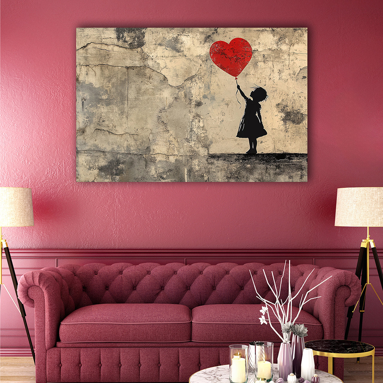 Tableau en verre acrylique Love Balloon