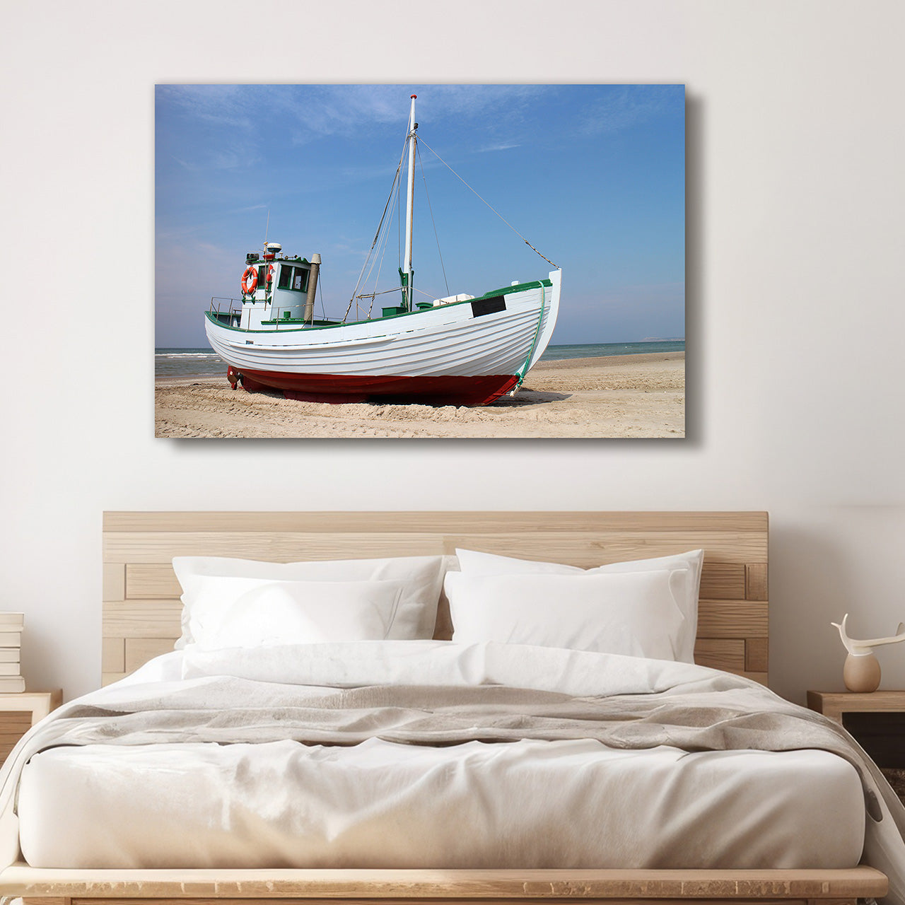 Acrylglasbild Kutter am Strand