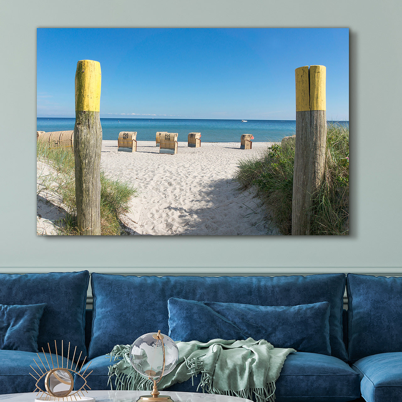 Acrylglasbild Strandkörbe Meerblick