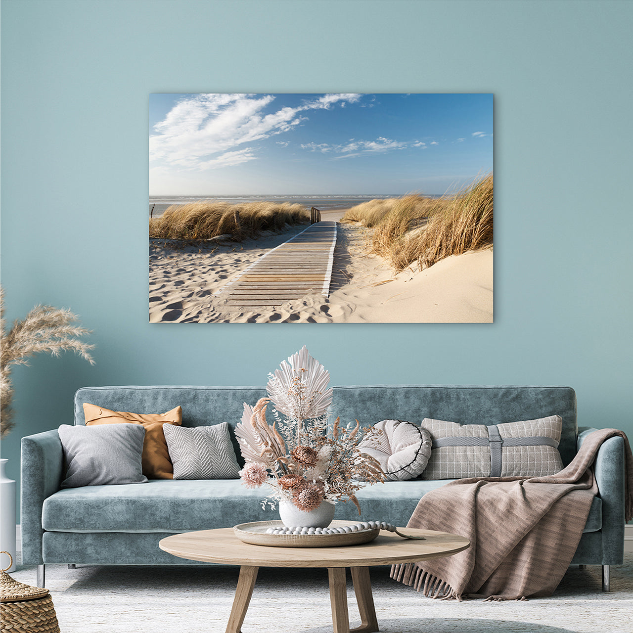 Canvas Print Holzweg zum Meer 1