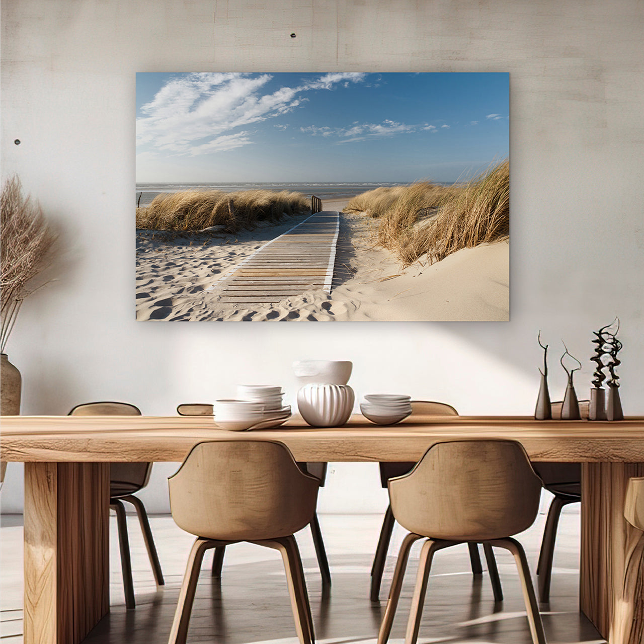 Canvas Print Holzweg zum Meer 1