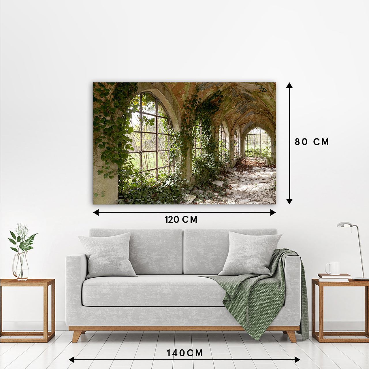 Canvas Print Überwucherter verlassener Flur