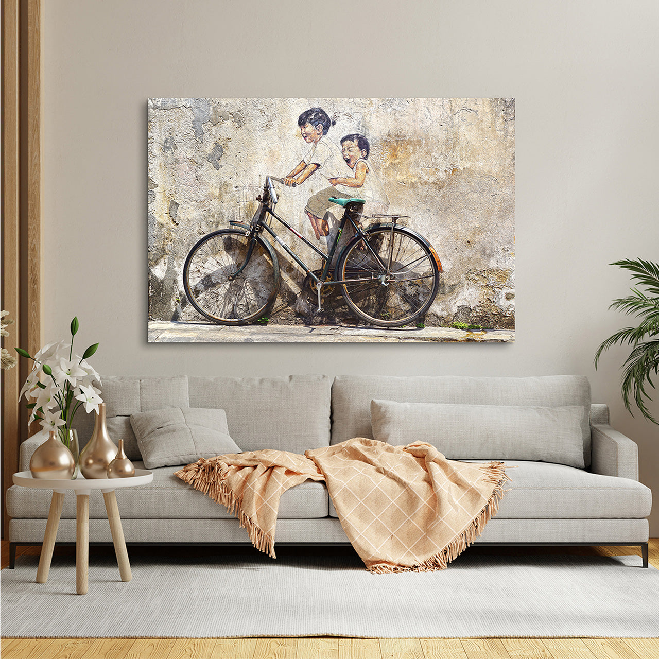 Canvas Print Street Art mit Fahrrad