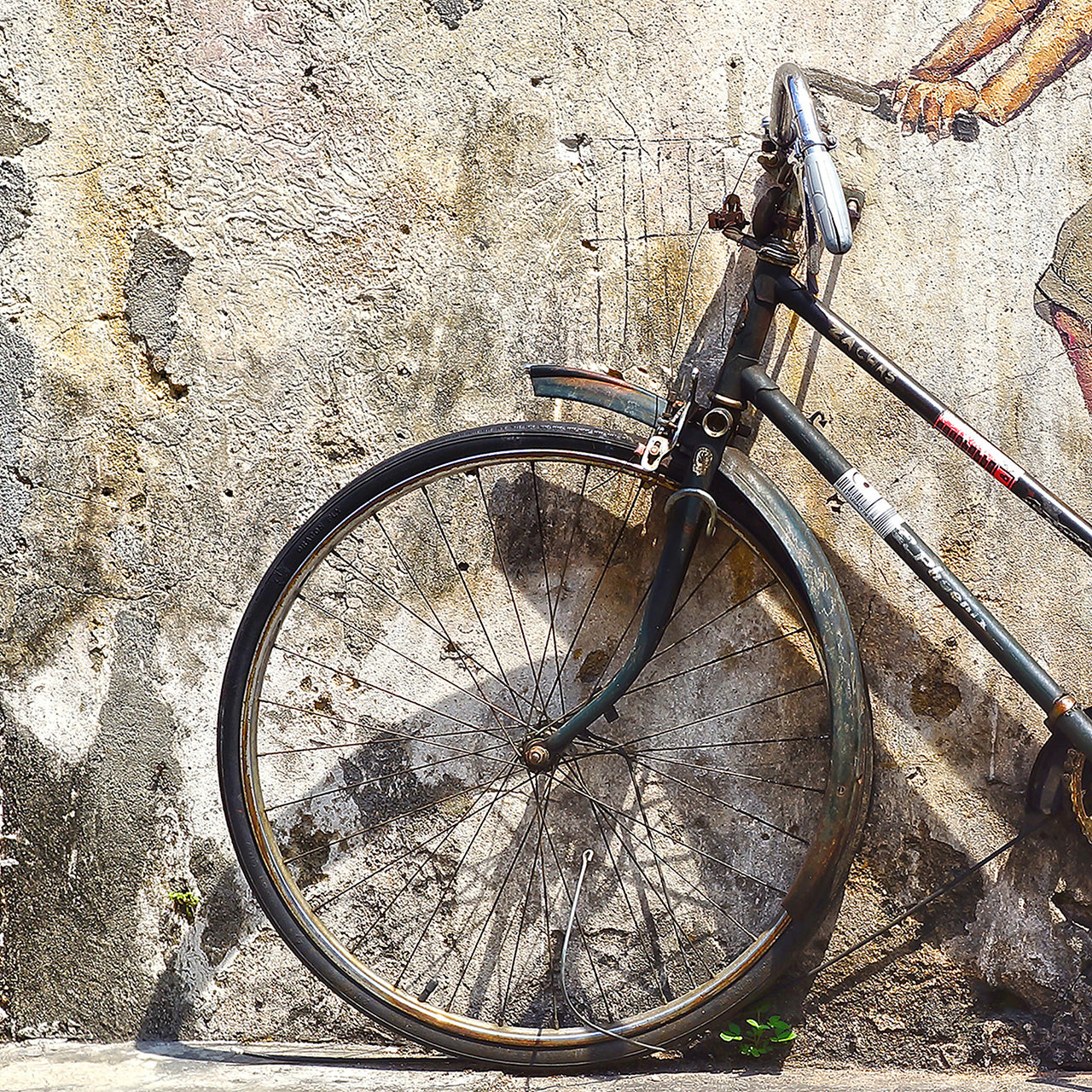 Canvas Print Street Art mit Fahrrad