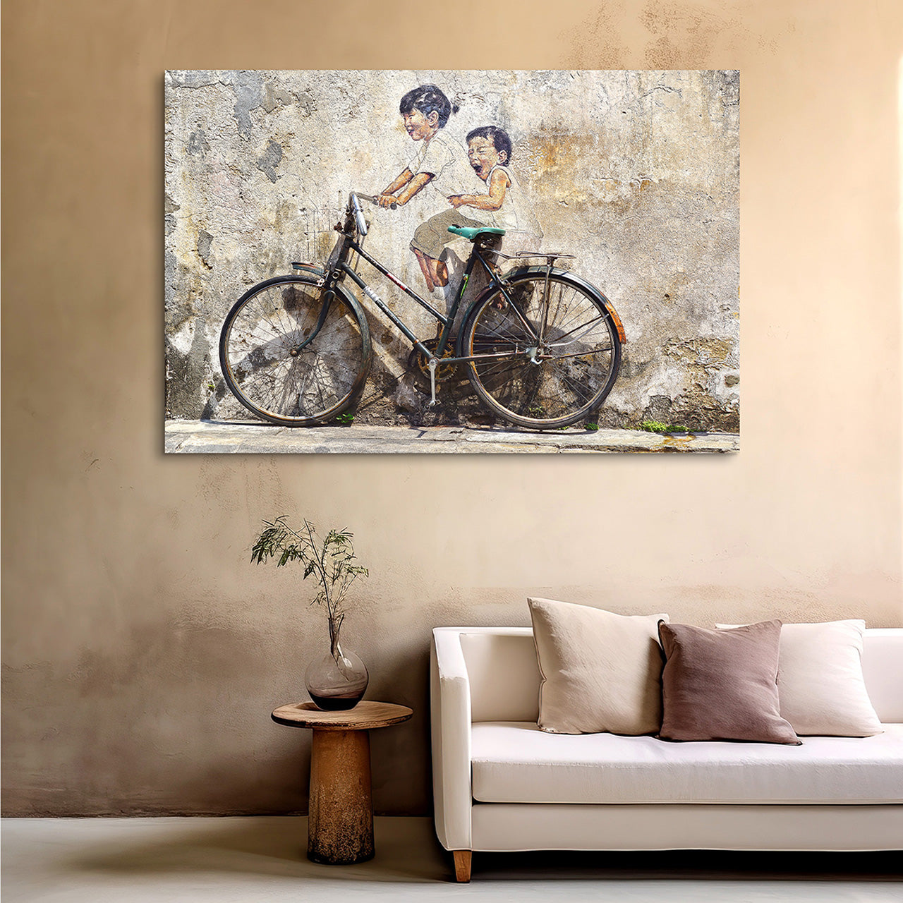 Canvas Print Street Art mit Fahrrad