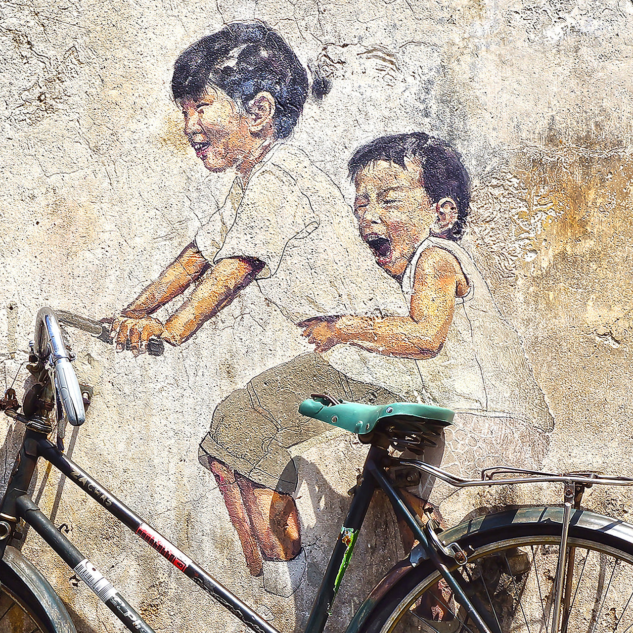 Canvas Print Street Art mit Fahrrad
