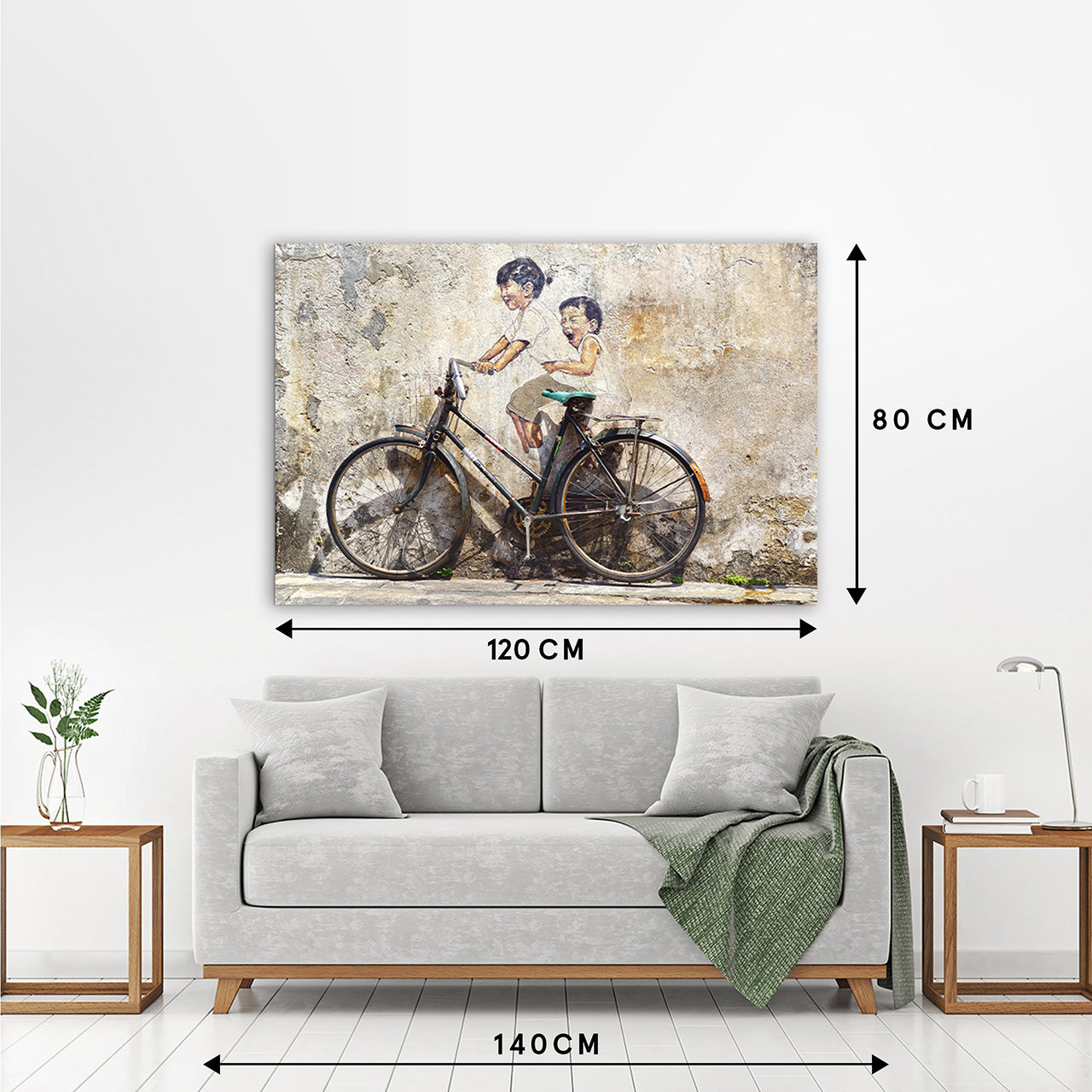 Canvas Print Street Art mit Fahrrad