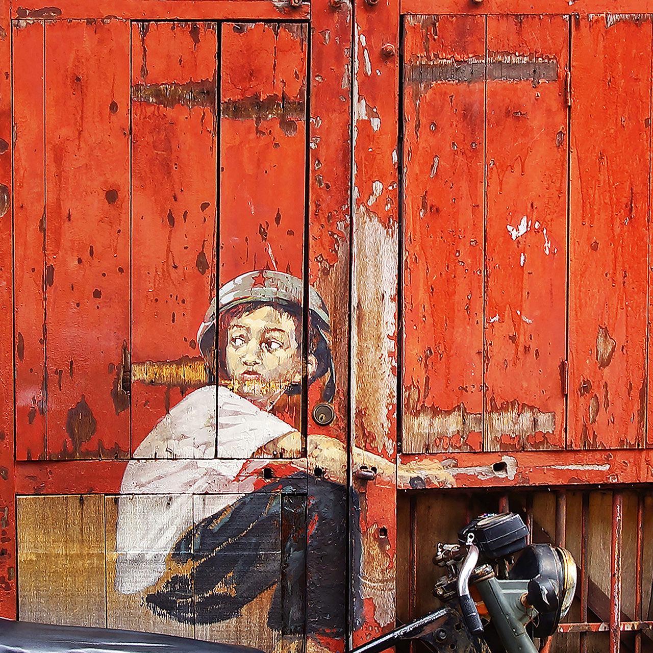 Canvas Print Street Art mit Moped