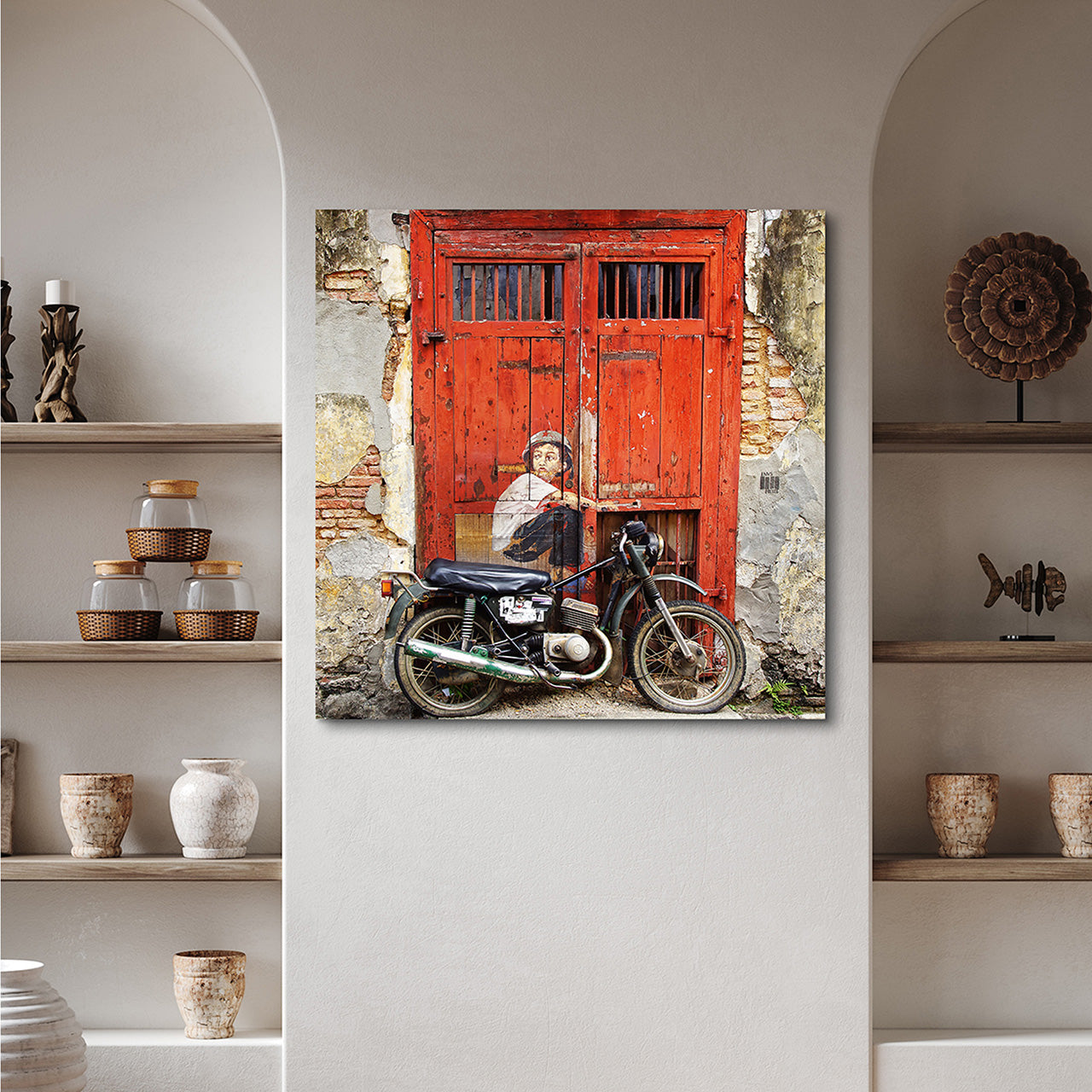 Canvas Print Street Art mit Moped