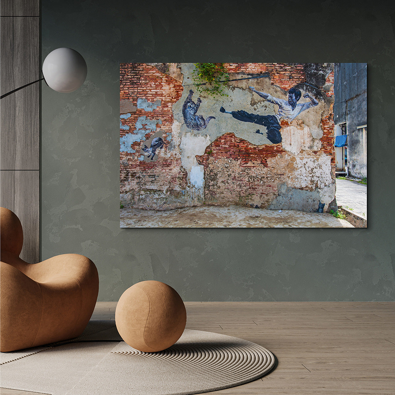 Canvas Print Street Art mit Kämpfer