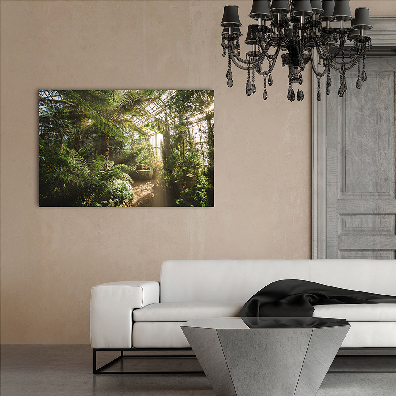 Canvas Print Gewächshaus mit Lichtreflexen