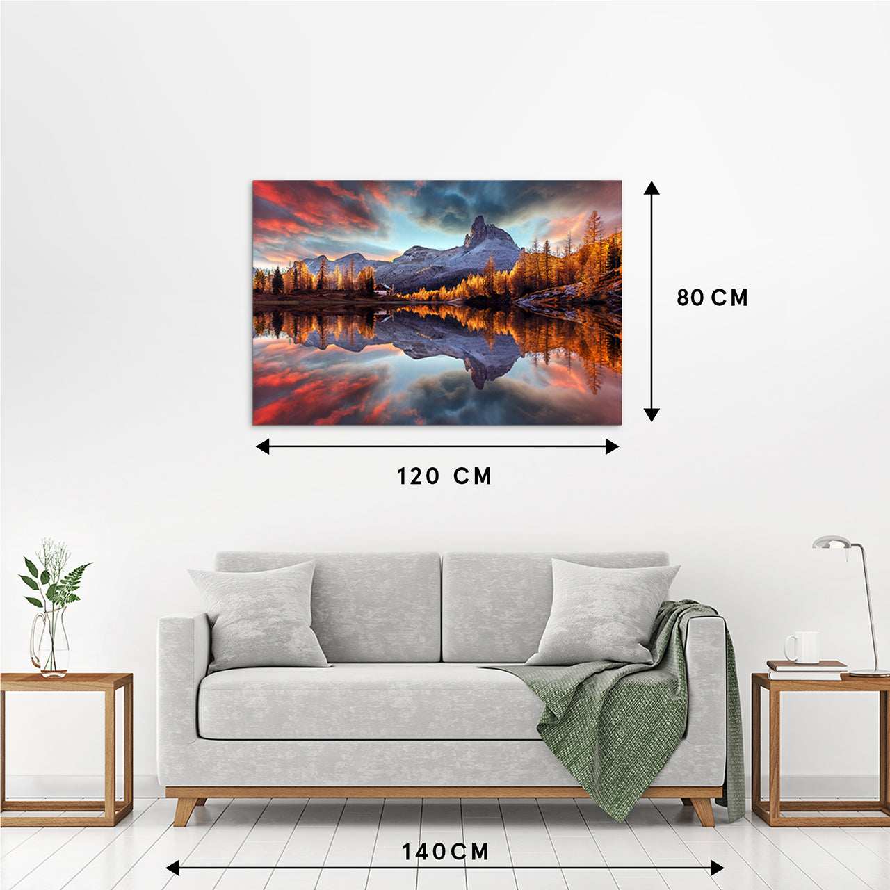 Canvas Print Reflecting Mountains at Sunrise