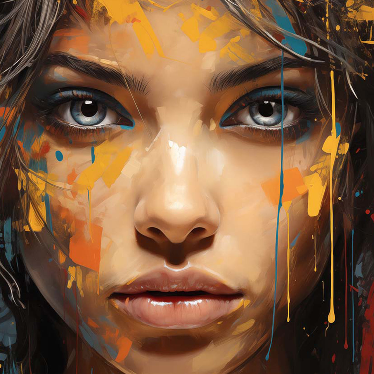 Canvas Print Gray Eyes behind Colors