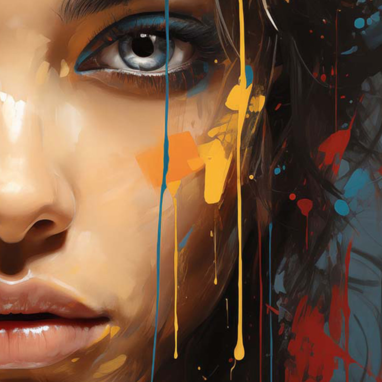 Canvas Print Gray Eyes behind Colors
