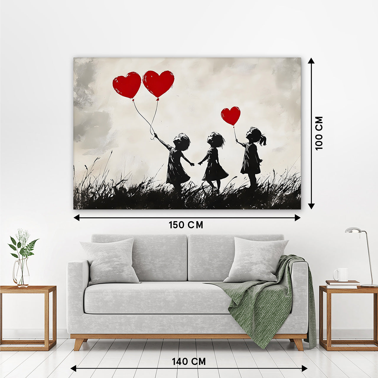Tableau sur toile ballons d'amour