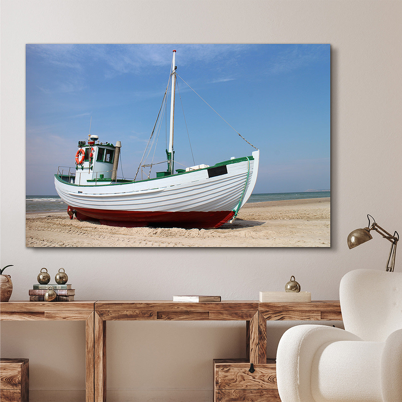 Canvas Print Kutter am Strand