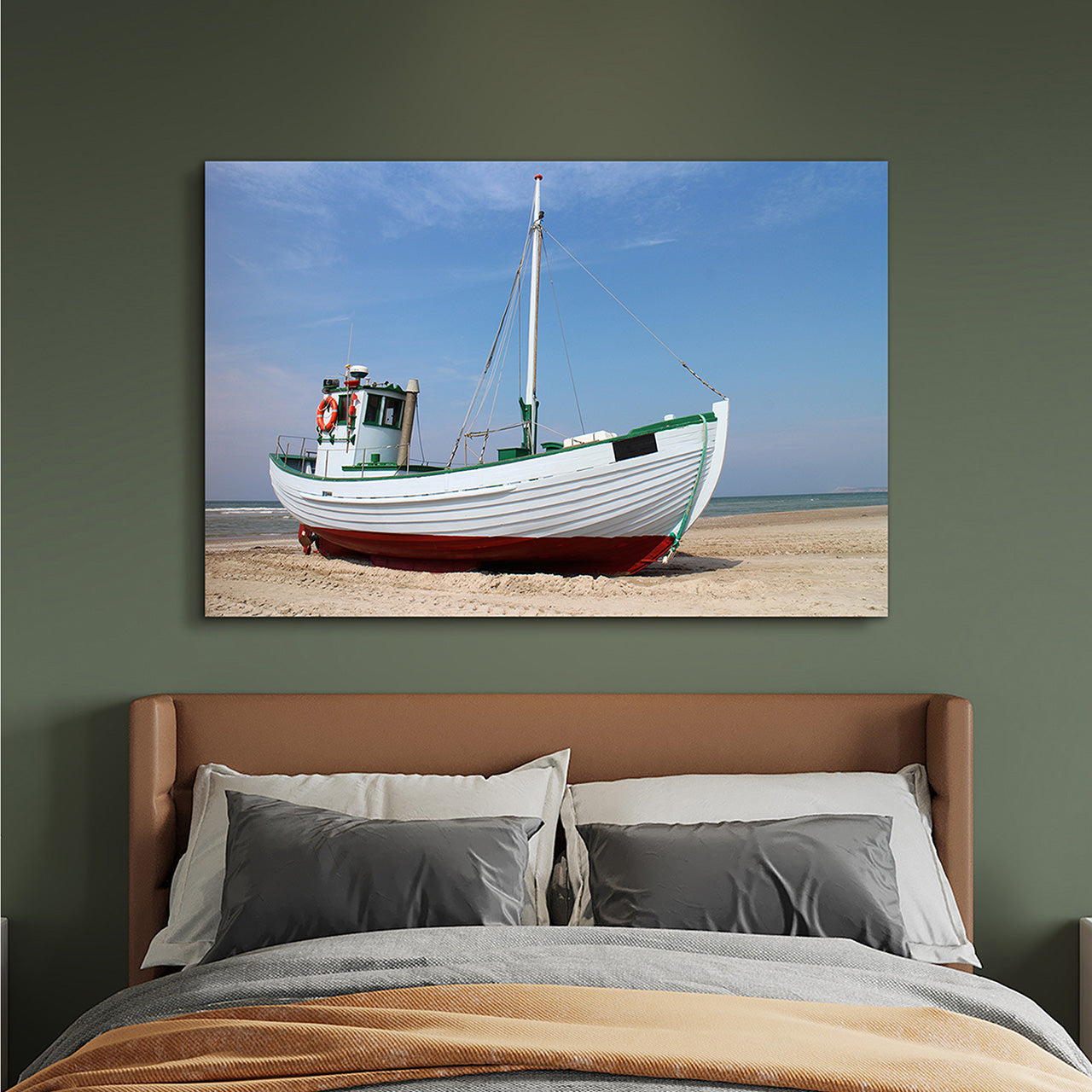 Canvas Print Kutter am Strand