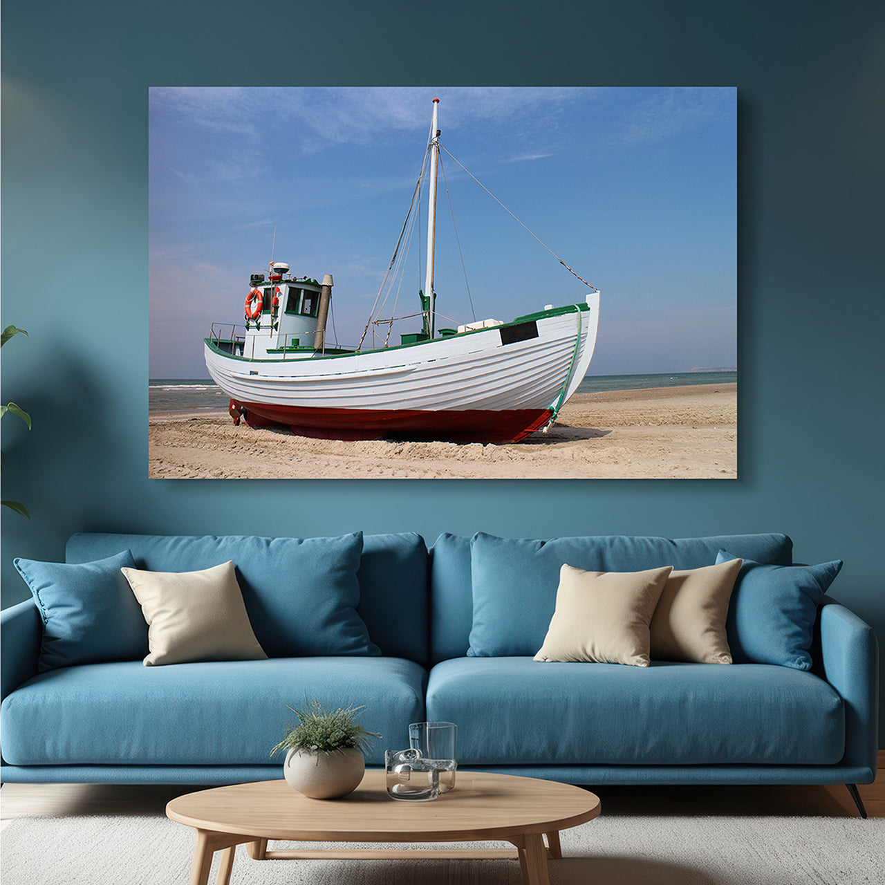 Canvas Print Kutter am Strand