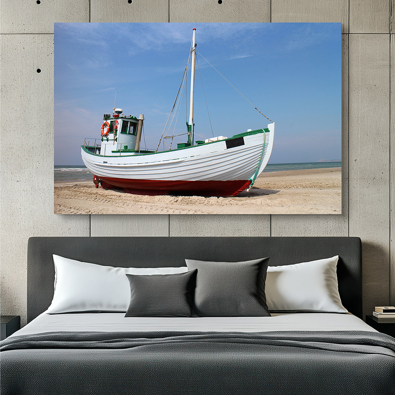 Canvas Print Kutter am Strand