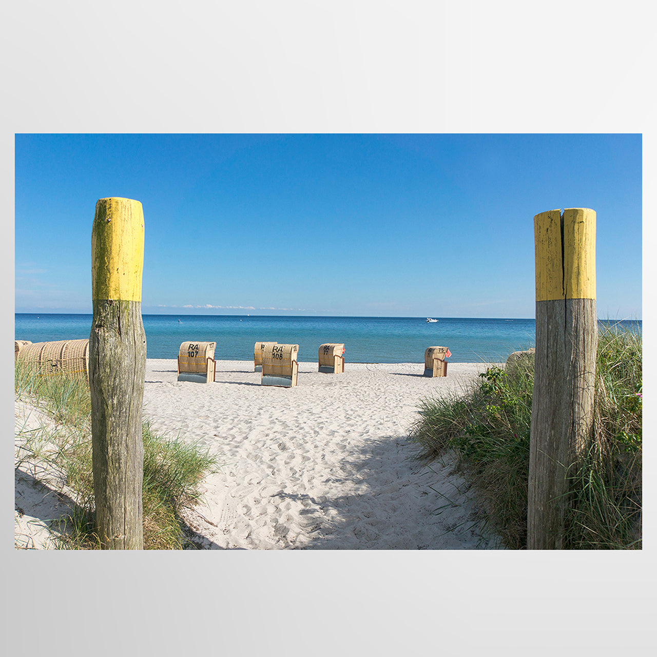 Canvas Print Strandkörbe Meerblick