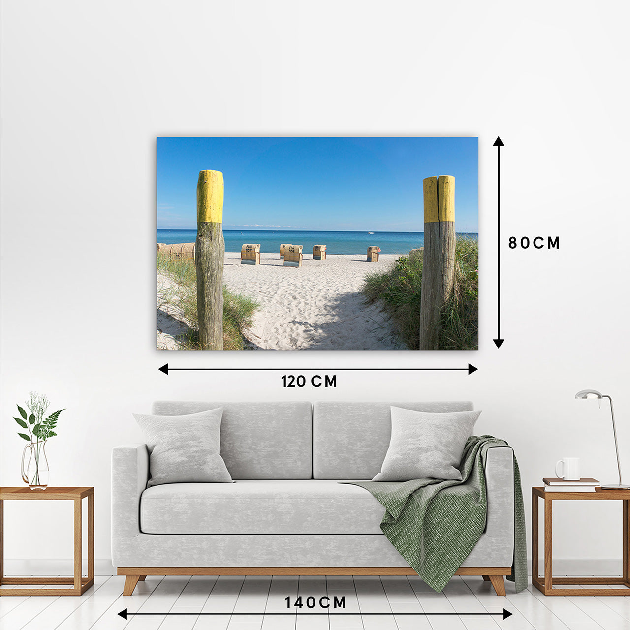 Canvas Print Strandkörbe Meerblick