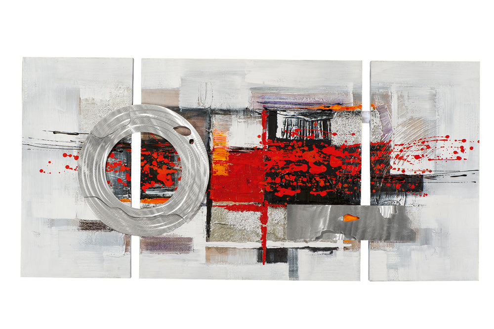 Gemälde Kreis in Silber und Rot